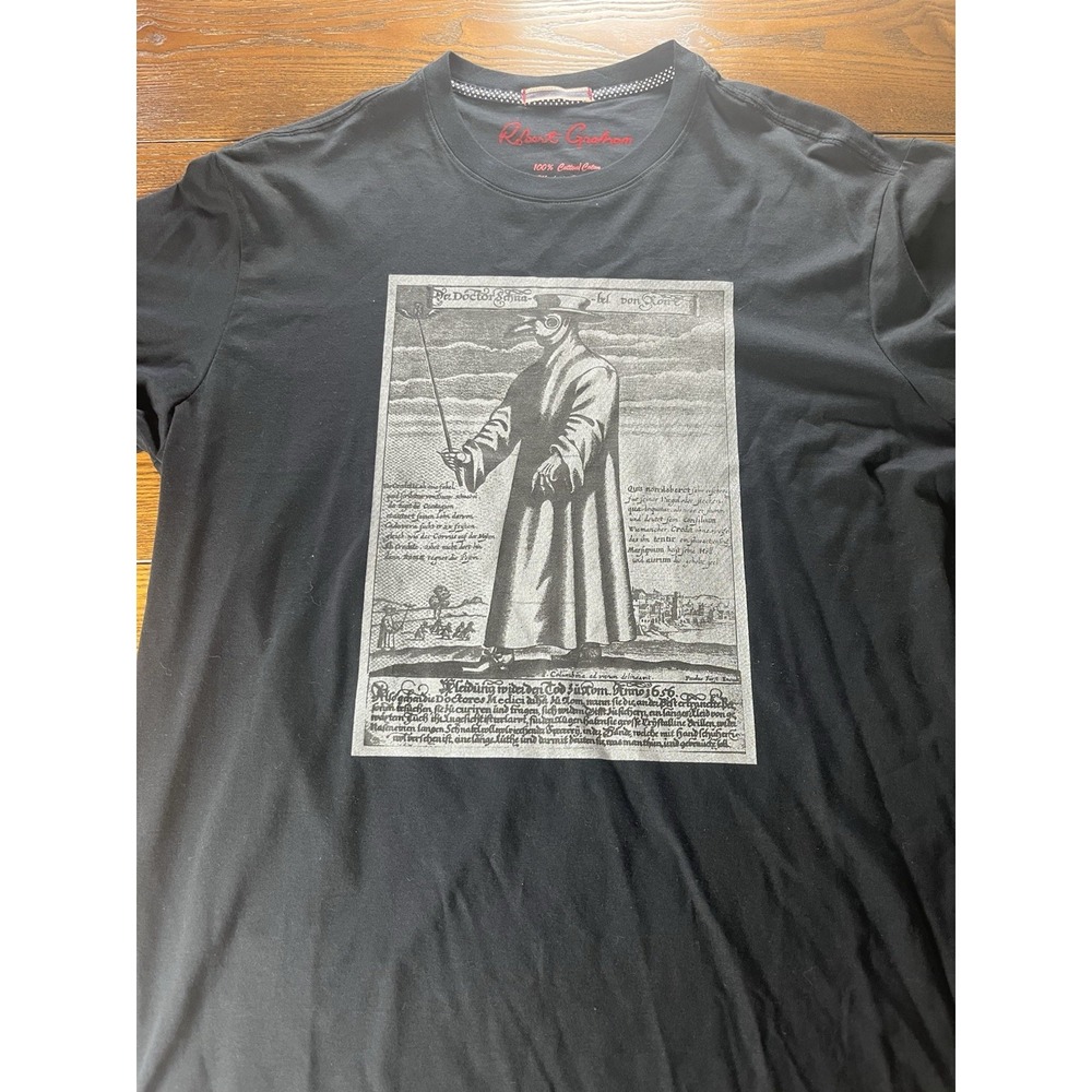 Robert Graham Plague Dr Black T-shirt Cotton Mens Size Large Graphic Tee